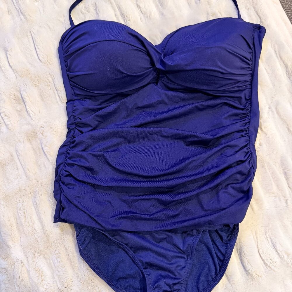 LA BLANCA WOMEN'S ISLAND GODDESS BANDEAU TANKINI SWIMSUIT TOP AND BOTTOM ~  NWT - Picture 7 of 14